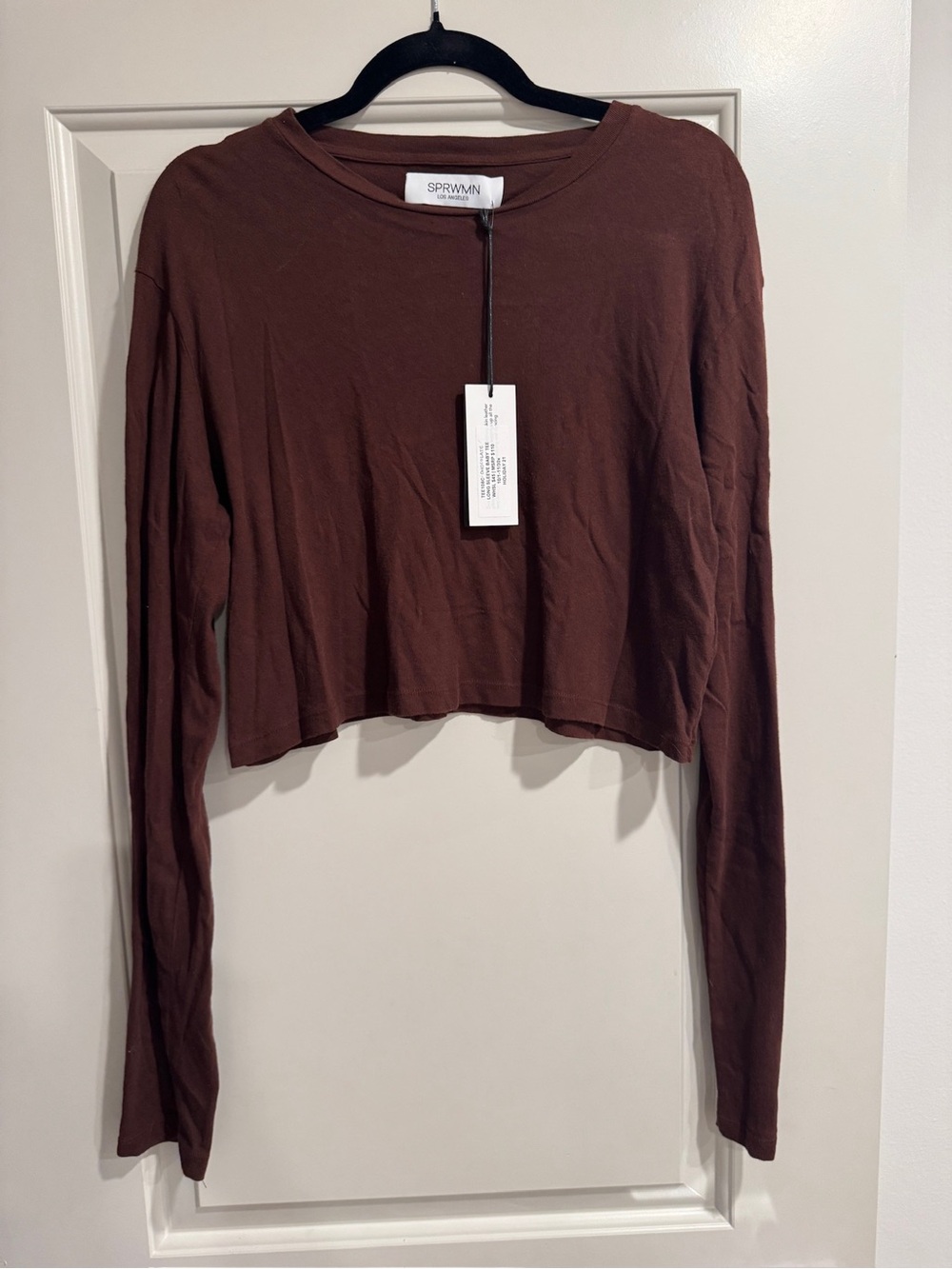 Sprwmn Brown Cropped Long-Sleeve Tee